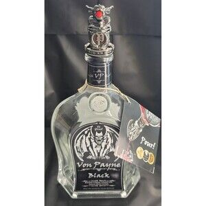 Von Payne Black Whiskey Gargoyle set of 2 Metal Pourer Spout Bottle 750ml
